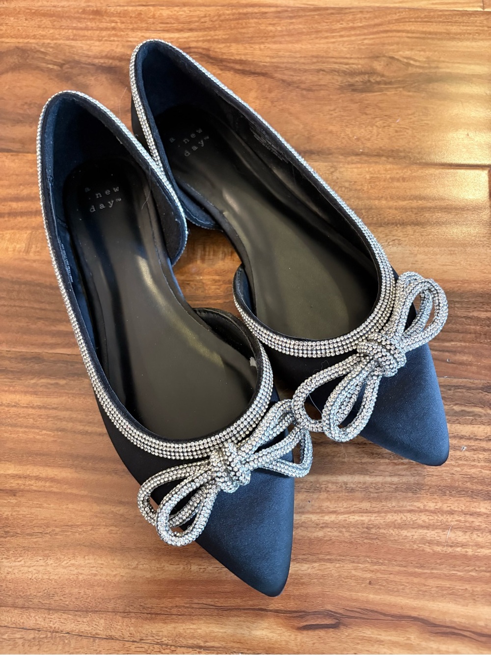 NEW A New Day Target Women’s Black Satin Juliette Bow Ballet Flats Shoes Size 8